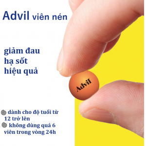 Advil dạng viên nén có kích thước nhỏ rất dễ uống và phát huy hiệu quả nhanh chóng