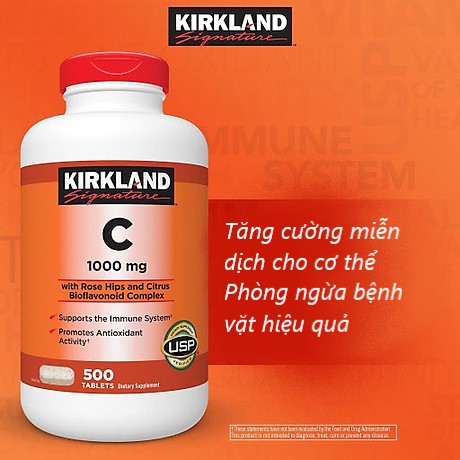 Vitamin C Kirkland hàm lượng 1000mg là sản phẩm giúp tăng cường hệ miễn dịch tối ưu và tiện lợi