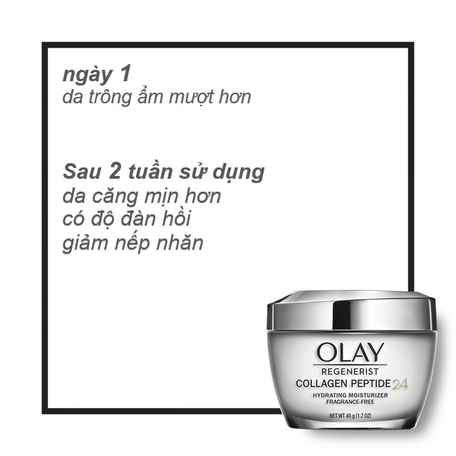 Da ẩm mượt hơn ngay sau lần đầu tiên sử dụng Olay Collagen Peptide 24