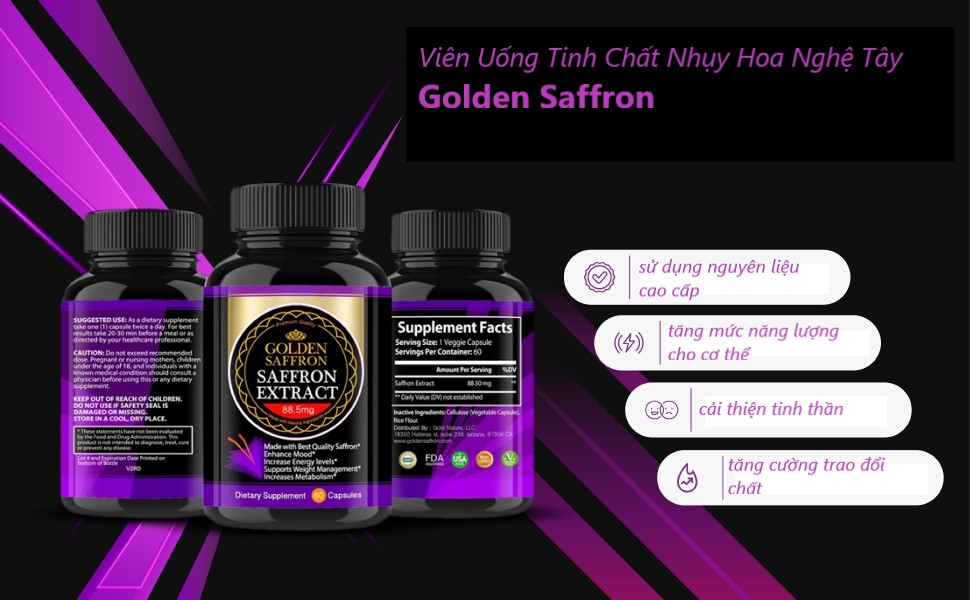 Tinh chất nhụy hoa nghệ tây Golden Saffron mang đến nhiều tác dụng tích cực